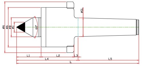 SOUSTRUŽNICKÉ OTOČNÉ HROTY-TYP SMPCN - 60°PROVEDENÍ S ODTLAČOVACÍ MATICÍ S TVRDOKOVOVOU ŠPIČKOU