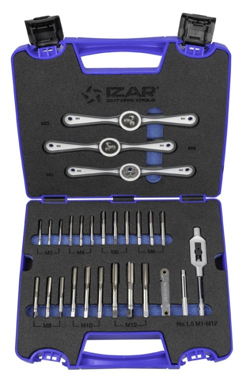 SPECIÁLNÍ SADY - SADOVÉ RUČNÍ ZÁVITNÍKY METRICKÉ ISO529 - 33 KS - M3-M12