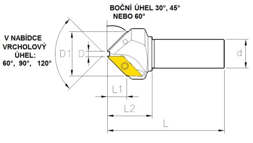 SRÁŽEČ - ÚHLOVÝ ZÁHLUBNÍK na destičky XCET310404ER.. NOVĚ I S WELDONEM NEBO INCH!