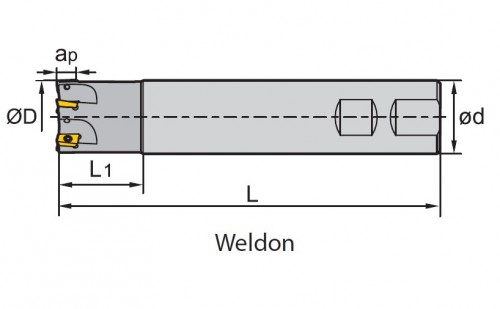 STOPKOVÉ FRÉZY NA PLOCHU A DO ROHU NA DESTIČKY APKT.. - WELDON