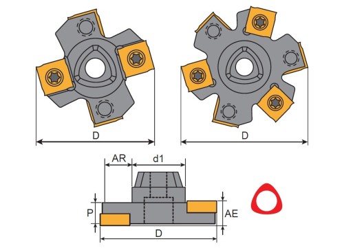 STOPKOVÉ MODULÁRNÍ FRÉZY na destičky SNGX../SNGW.. - FRÉZY NA T-DRÁŽKY - HLAVIČKA