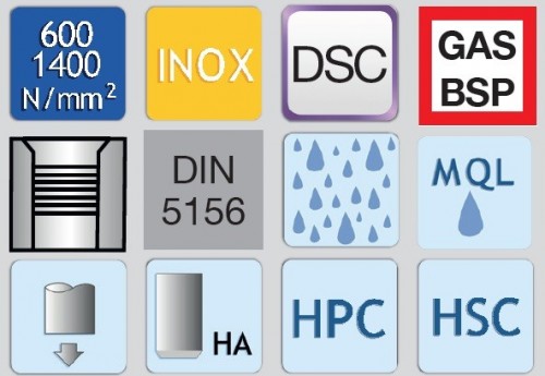 STROJNÍ ZÁVITNÍKY PRŮCHOZÍ S LAMAČEM DSC "GAS (BSP) 55°" DIN5156 - VYSOCE VÝKONNÉ