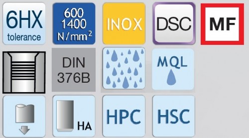 STROJNÍ ZÁVITNÍKY PRŮCHOZÍ S LAMAČEM DSC "MF" JEMNÉ STOUPÁNÍ DIN376 - 6HX VYSOCE VÝKONNÉ