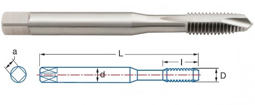 STROJNÍ ZÁVITNÍKY PRŮCHOZÍ S LAMAČEM HSSE 5%Co "METRICKÉ" DIN371 - 6H LEVÉ