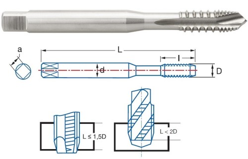 STROJNÍ ZÁVITNÍKY PRŮCHOZÍ S LAMAČEM HSSE 5%Co "METRICKÉ" DIN371 - 6H NA HLINÍK