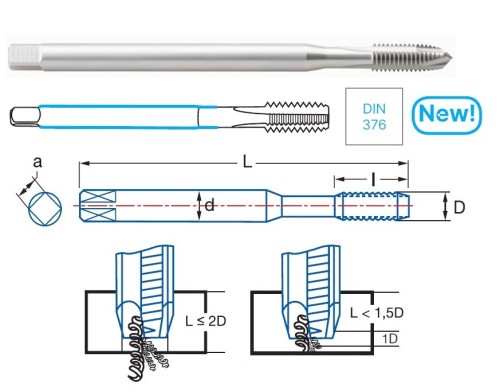 STROJNÍ ZÁVITNÍKY PRŮCHOZÍ S LAMAČEM HSSE 5%Co "METRICKÉ" DIN376 - 6H DLOUHÉ