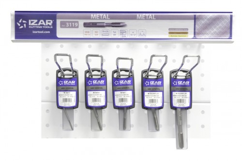STROJNÍ ZÁVITNÍKY PRŮCHOZÍ S LAMAČEM HSSE 5%Co "METRICKÉ" ISO529 - 6H V SADĚ NA ZÁVĚSNÉ LIŠTĚ 33 CM