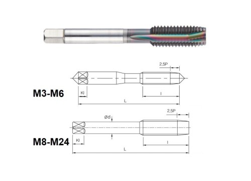STROJNÍ ZÁVITNÍKY PRŮCHOZÍ S LAMAČEM HSSE+AlCrN "METRICKÉ" DIN371/DIN376 - 6H - Nový vylepšený povlak!