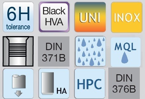 STROJNÍ ZÁVITNÍKY PRŮCHOZÍ S LAMAČEM HSSE+VAP "METRICKÉ" DIN371/376 - 6H UNIVERZÁLNÍ