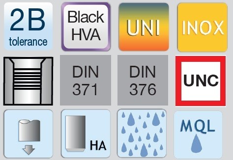 STROJNÍ ZÁVITNÍKY PRŮCHOZÍ S LAMAČEM HSSE+VAP "UNC 60°" DIN371/376 - 2B UNIVERZÁLNÍ