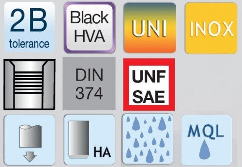 STROJNÍ ZÁVITNÍKY PRŮCHOZÍ S LAMAČEM HSSE+VAP "UNF-SAE 60°" DIN374 - 2B UNIVERZÁLNÍ