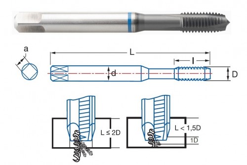 STROJNÍ ZÁVITNÍKY PRŮCHOZÍ S LAMAČEM PMX+TIALN "METRICKÉ" DIN371 - 6H NA NEREZ