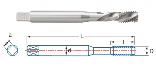 STROJNÍ ZÁVITNÍKY SLEPÉ VE ŠROUBOVICI HSSE 5%Co "METRICKÉ" DIN371 - 6H LEVÉ