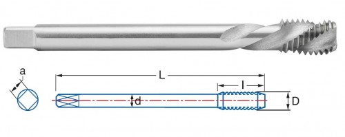 STROJNÍ ZÁVITNÍKY SLEPÉ VE ŠROUBOVICI HSSE 5%Co "METRICKÉ" DIN376 - 6H LEVÉ
