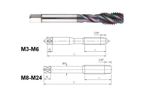 STROJNÍ ZÁVITNÍKY SLEPÉ VE ŠROUBOVICI HSSE+AlCrN "METRICKÉ" DIN371/376 - 6H - Nový vylepšený povlak!