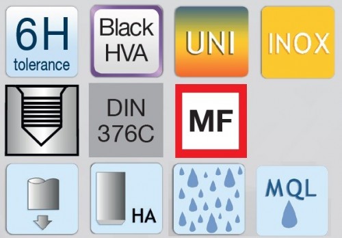 STROJNÍ ZÁVITNÍKY SLEPÉ VE ŠROUBOVICI HSSE+VAP "MF" JEMNÉ STOUPÁNÍ DIN376 - 6H UNIVERZÁLNÍ