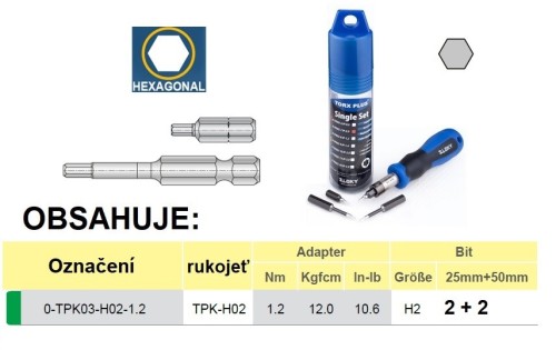 Sada pro HEXAGONAL, šestihranné šroubky 25 mm + 50 mm jediná sada - Slim-Fit rukojeť