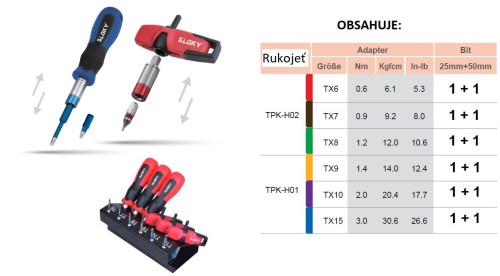 Sada pro TORX 25 mm + 50 mm červená stanice