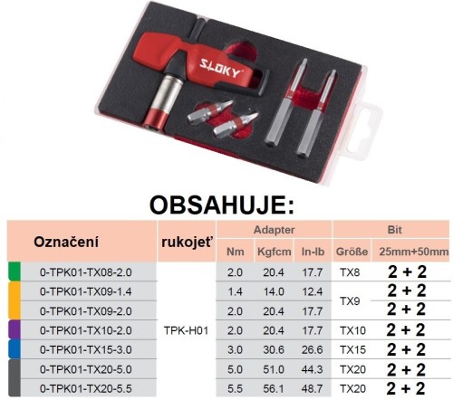 Sada pro TORX 25 mm + 50 mm jediná sada - univerzální rukojeť
