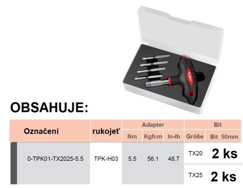 Sada pro TORX 50 mm jediná sada - T-rukojeť