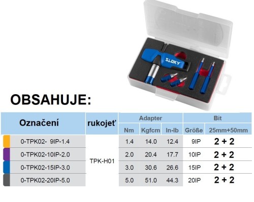 Sada pro TORX PLUS 25 mm + 50 mm jediná sada - univerzální rukojeť