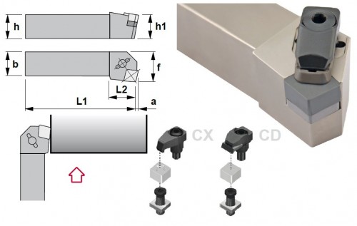 Soustružnické nože CCKNL 75° na destičky CNGN/CNGX.. bez CHLAZENÍ - LEVÉ PROVEDENÍ