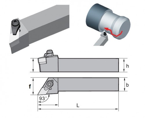 Soustružnické nože CDJNR 93° na destičky DNGN.. bez CHLAZENÍ - PRAVÉ PROVEDENÍ
