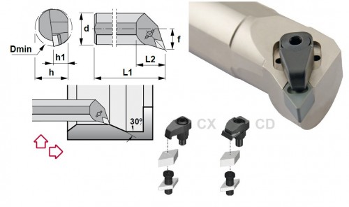 Soustružnické nože CDQNL 107,5° na destičky DNGN/DNGX.. bez CHLAZENÍ - LEVÉ PROVEDENÍ