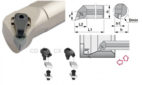 Soustružnické nože CDQNR 107,5° na destičky DNGN/DNGX.. bez CHLAZENÍ - PRAVÉ PROVEDENÍ