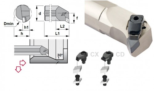 Soustružnické nože CDUNL 93° na destičky DNGN/DNGX.. bez CHLAZENÍ - LEVÉ PROVEDENÍ