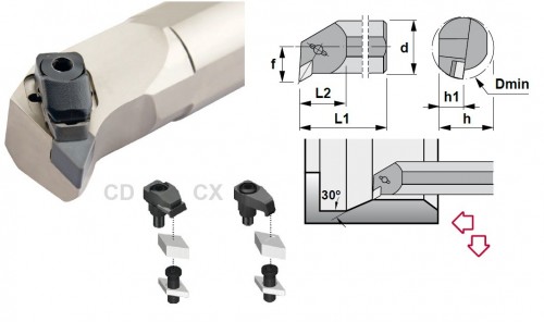 Soustružnické nože CDUNR 93° na destičky DNGN/DNGX.. bez CHLAZENÍ - PRAVÉ PROVEDENÍ