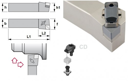 Soustružnické nože CELNL 97,5° na destičky ENGN.. bez CHLAZENÍ - LEVÉ PROVEDENÍ