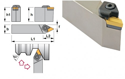 Soustružnické nože CKNNL 63° na destičky KNUX.. bez CHLAZENÍ - LEVÉ PROVEDENÍ
