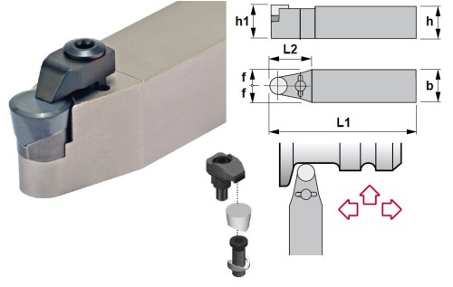 Soustružnické nože CRDCN 0° na destičky RCGX.. bez CHLAZENÍ - OBOUSTRANNÉ PROVEDENÍ