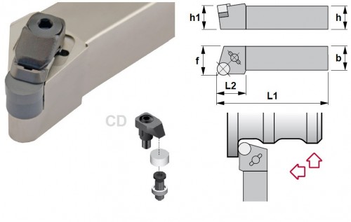 Soustružnické nože CRSNR 0° na destičky RNGN.. bez CHLAZENÍ - PRAVÉ PROVEDENÍ
