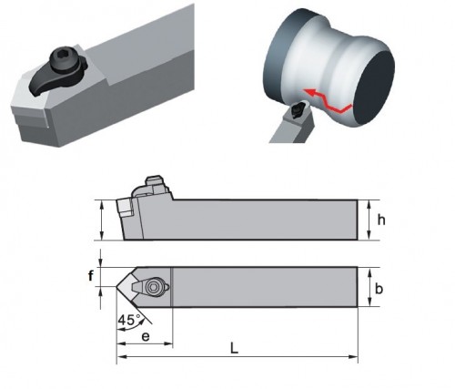 Soustružnické nože CSDNN 45° na destičky SNGN.. bez CHLAZENÍ - OBOUSTRANNÉ PROVEDENÍ