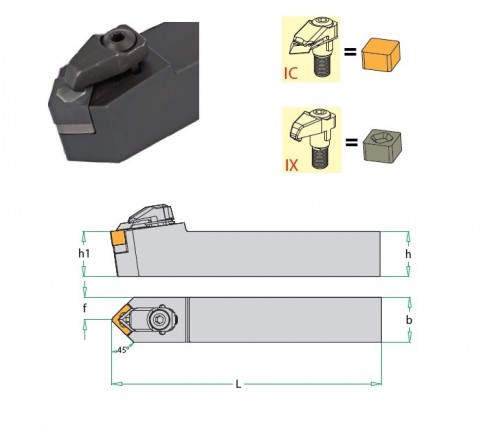 Soustružnické nože CSDNN 45° na destičky SNGN/SNGX.. bez CHLAZENÍ - OBOUSTRANNÉ PROVEDENÍ