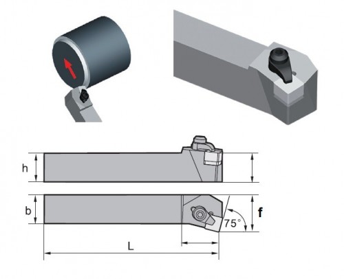 Soustružnické nože CSKNL 75° na destičky SNGN.. bez CHLAZENÍ - LEVÉ PROVEDENÍ