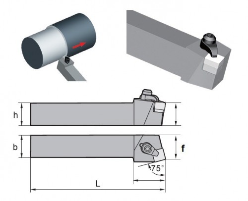 Soustružnické nože CSRNL 75° na destičky SNGN/SNGX.. bez CHLAZENÍ - LEVÉ PROVEDENÍ