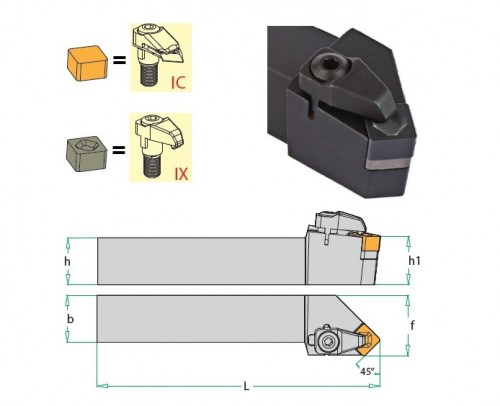 Soustružnické nože CSSNL 45° na destičky SNGN/SNGX.. bez CHLAZENÍ - LEVÉ PROVEDENÍ