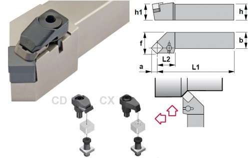 Soustružnické nože CSSNR 45° na destičky SNGN/SNGX.. bez CHLAZENÍ - PRAVÉ PROVEDENÍ