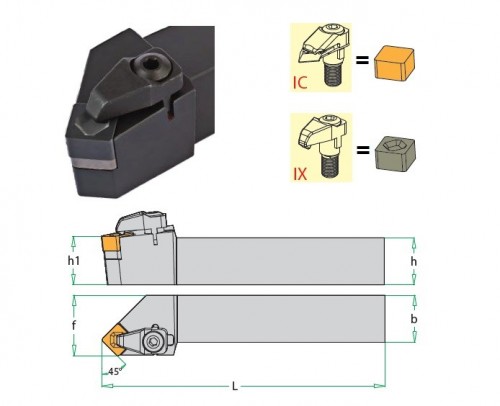 Soustružnické nože CSSNR 45° na destičky SNGN/SNGX.. bez CHLAZENÍ - PRAVÉ PROVEDENÍ