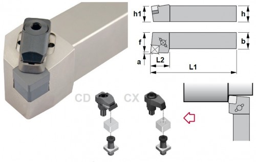 Soustružnické nože CSXNR 85° na destičky SNGN/SNGX.. bez CHLAZENÍ - PRAVÉ PROVEDENÍ