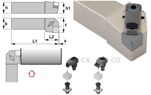 Soustružnické nože CSYNL 85° na destičky SNGN/SNGX.. bez CHLAZENÍ - LEVÉ PROVEDENÍ