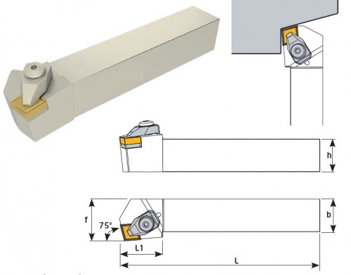 Soustružnické nože DCKNR 75° na destičky CNMG/CNMA/CNMM bez CHLAZENÍ - PRAVÉ PROVEDENÍ
