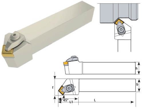 Soustružnické nože DCSNR 45° na destičky CNMG/CNMA/CNMM bez CHLAZENÍ - PRAVÉ PROVEDENÍ