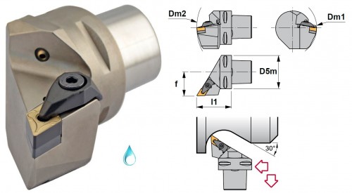 Soustružnické nože DDJNR 93° na destičky DNMG/DNMA/DNMM s CHLAZENÍM - PRAVÉ PROVEDENÍ