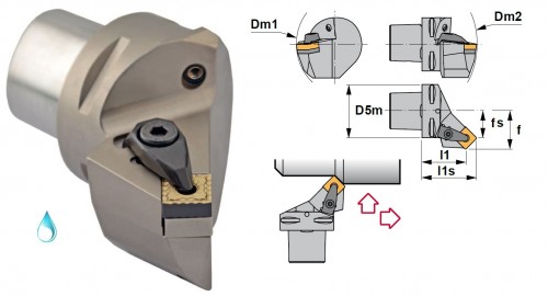 Soustružnické nože DSSNL 45° na destičky SNMG/SNMA/SNMM s CHLAZENÍM - LEVÉ PROVEDENÍ