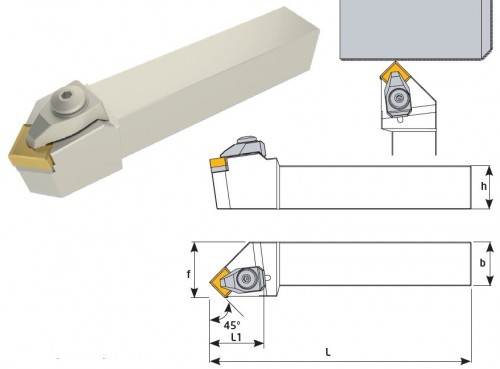 Soustružnické nože DSSNR 45° na destičky SNMG/SNMA/SNMM/SNMX bez CHLAZENÍ - PRAVÉ PROVEDENÍ