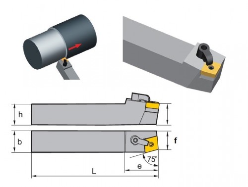 Soustružnické nože MCBNL 75° na destičky CNMG/CNMA/CNMM bez CHLAZENÍ - LEVÉ PROVEDENÍ